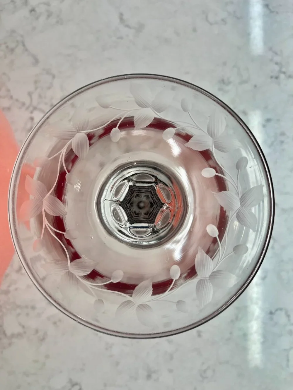 Vintage Cranberry Red and Clear Crystal Compote